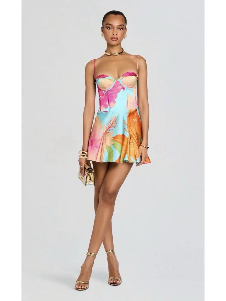 Retrofete Kyona Mini Dress Aqua Primavera M Nwt $598